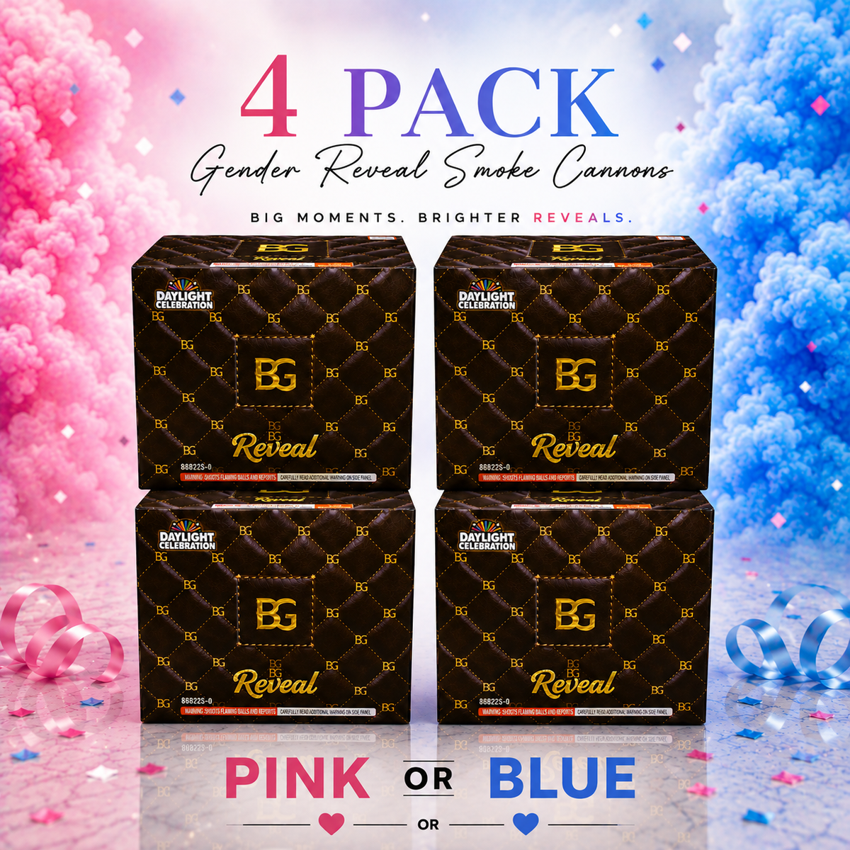 BG Reveals | Gender Reveal Smoke Cannon (4 Pack)